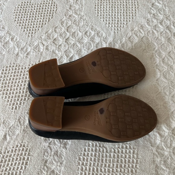 Dansko Preston Burnished Nubuck Black Loafer Wood Block Heel Size 7 Workwear - Picture 11 of 12